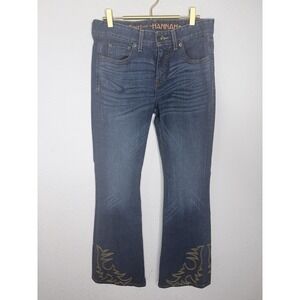 Cruel Denim Hannah Jeans Size 28/5L Wide Flare Embroidery‎ Whiskered Western